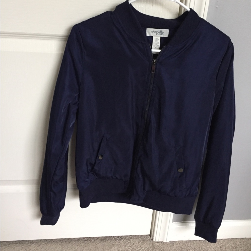 Blue bomber jacket